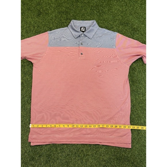 Footjoy Polo Shirt Mens XL Red Blue Striped Golf Stretch Casual Preppy FJ - Picture 11 of 13